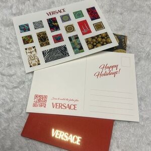 Versace Happy Holidays Rare Collectible Postcard + Stamps